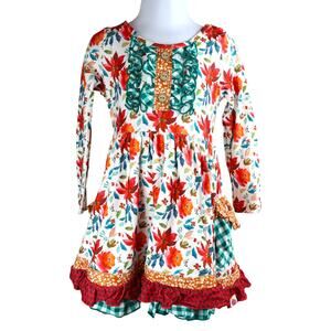 Cheeky Plum Floral Little Girls Dress Red Green 3T NWT